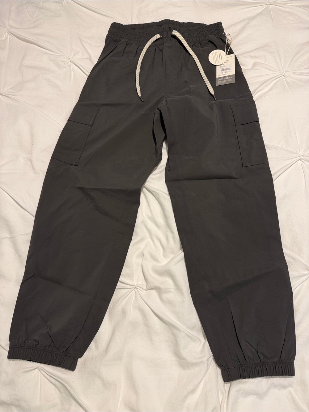 Vuori Black Cargo Joggers with White Drawstring